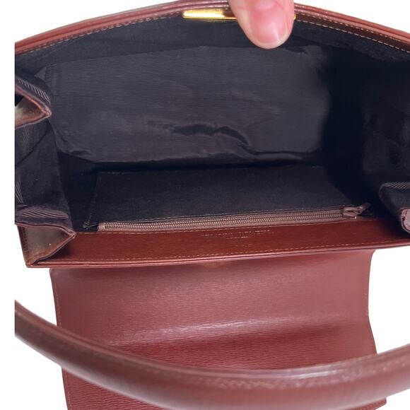 Vintage Valentino Garavani Embossed Leather Top Handle Crossbody Bag Brown Gold - Picture 5 of 13